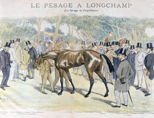 Wiegen in Longchamp und eine Gruppe von Pferdebesitzern