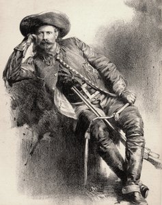 William Frederick Cody - Bekannt als Buffalo Bill - Porträt von Buffalo Bill (1846-1917), Colonel William Cody - Gravur nach einem Plakat von Unknown artist