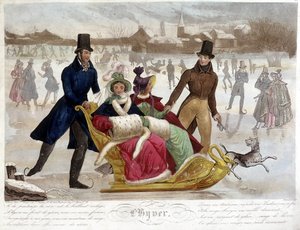 Winter: Schlittschuhlaufen (Gravur) von Unknown artist