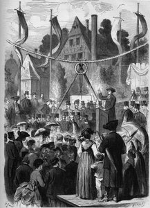 Wissembourg, Elsass, Frankreich 1869: Grundsteinlegung des israelischen Tempels von Unknown artist