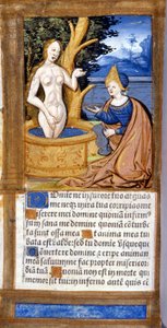 Frau bei ihrer Toilette. Seite eines Manuskripts aus dem Pentateuch. 15. Jahrhundert. Biblioteca Braidense, Mailand von Unknown artist