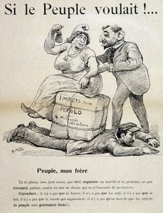 Arbeiter von „Steuern für das Volk“ erdrückt - Karikatur, Ende des 19. Jahrhunderts von Unknown artist