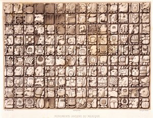 Schreibtafel - in „Alte Denkmäler Mexikos: Palenqué und andere Ruinen der alten Zivilisation Mexikos“ von Brasseur de Bourbourg, Paris von Unknown artist