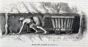 Junges Mädchen arbeitet in den Kohleminen in England von Unknown artist