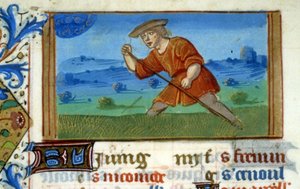 Zodiac Krebs und Gras mähen - Miniatur des Mittelalters (ref. 137, 048v): Genehmigungsantrag an die Stadtbibliothek Toulouse (tel: 05 62 27 66 66)