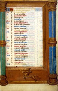 Tierkreiszeichen Schütze und Heilige des Monats November - Miniatur des Mittelalters (Ref.: 135, 006r): Genehmigung der Stadtbibliothek Toulouse einholen (Tel.: 05 62 27 66 66) von Unknown artist