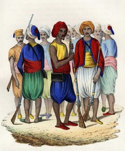 Zuaven, indigene Schützen der französischen Armee Afrikas, 1830 ausgebildet. In „Storia d