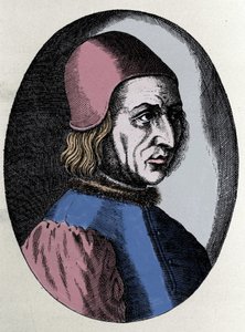 Porträt von Angelo Poliziano (italienischer Humanist 1454-1494) in „Virorum Doctorum effigies“ von Filippo Galli von Unknown artist