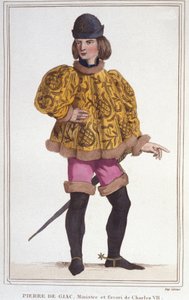 Porträt von Pierre de Giac, Favorit von Karl VII., Minister und Superintendent der Finanzen, Gravur von 1830