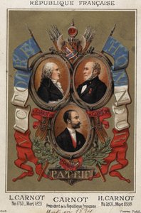 Porträts von Lazare Carnot französischer Politiker (1753-1823), Hyppolite Carnot (1801 bis 1888) und Sadi Carnot Präsident der französischen Republik. von Unknown artist