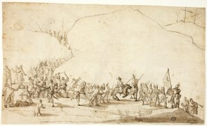 Kalvarienberg (recto); Skizze des unteren Teils des rechten Beins (verso) von Unknown Florentine