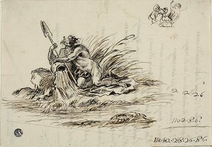 Recto: Ein Flussgott; verso: ein Sonett von Santi Rinaldi