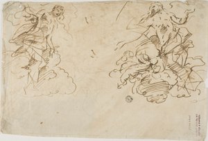 Zwei Figuren in Wolken von Unknown Italian