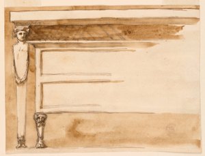 Zeichnung, Konsolentisch und Kommode, ca. 1795