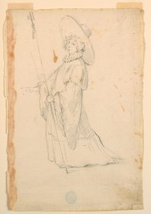 Zeichnung, Kostümentwurf: Ein Mädchen in fantastischer Kleidung für ein Ballett, ca. 1720 von Unknown artistUnknown artist