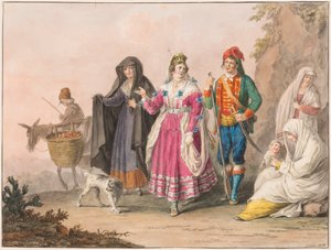 Zeichnung, Kostüme von Sizilien, 1828 von Unknown artistUnknown artist