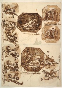 Amor und Psyche: Vier Achtecke und acht Zeichnungen von Amor, 1810–15 von Unknown artistUnknown artist