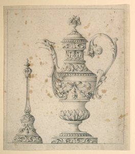 Zeichnung, Verzierte Kanne und Handglocke, 1860–80 von Unknown artistUnknown artist