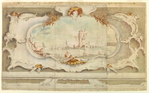 Zeichnung, Dekorative Kartusche mit einer Landschaft, ca. 1770 von Unknown artistUnknown artist