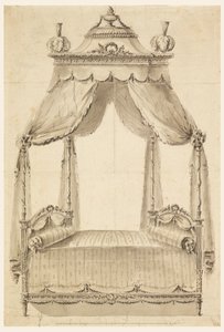 Zeichnung, Entwurf für ein Bett, ca. 1785 von Unknown artistUnknown artist