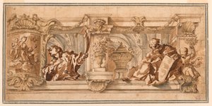 Zeichnung, Entwurf für ein Deckenfries, ca. 1680 von Unknown artistUnknown artist