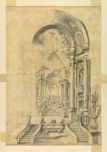 Zeichnung, Entwurf für ein Kirchenfest-Setting, ca. 1700 von Unknown artistUnknown artist