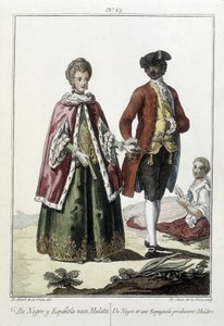 Ein Schwarzer und ein Spanier zeugen einen Mulatten - Gravur von Unknown artist