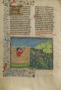 Ein Jäger und ein gefangener Hase von Unknown artist