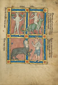 Ein Mann ohne Kenntnis des Feuers; Ein Mann reitet auf einem Krokodil; Ein Zentaur; Sanrus