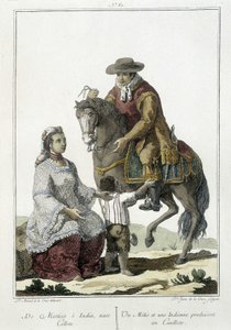 Ein Métis und ein Indianer bringen eine Cauillote zur Welt - Gravur