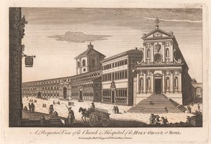 Eine perspektivische Ansicht der Kirche und des Hospitals des Heiligen Geistes in Rom von Unknown artist