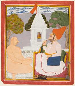 Ein Rathor-Adliger besucht einen heiligen Mann an einem Vishnu-Schrein