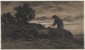 Ein Schäfer mit seiner Herde von Unknown artist