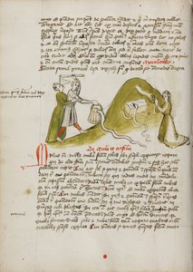 Eine betende Frau und eine Schlange auf einem nahegelegenen Hügel; Ein Mann versucht, eine Schlange mit einer Axt zu töten von Unknown artist