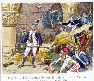 Ein Biwak vor dem Dogenpalast in Venedig während des Italienfeldzugs von Unknown artist