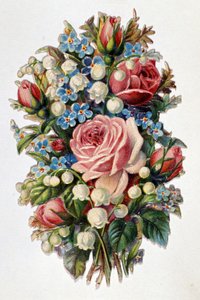 Ein Strauß gemischt mit Rosen, Maiglöckchen. von Unknown artist