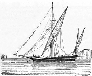 Eine Tartane, ein kleines Boot mit einem großen Mast des Mittelmeers von Unknown artist