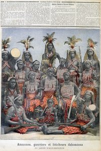 Amazonen, Krieger und Dahomeische Fetischisten, aus dem Garten der Akklimatisation - in „Le Petite Journal“ vom 28.02.1891 von Unknown artist