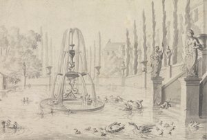 Ein Zierteich und Brunnen von Unknown artist