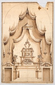 Ein Altar mit einer Struktur zur Ausstellung eines Kreuzes, wahrscheinlich ein Heiliges Grab