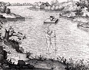 Gerät, das es einem Taucher ermöglicht, unter Wasser zu atmen von Unknown artist