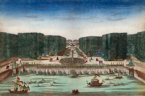 Aquae Lapsus in Hortis Versalicis - Optische Ansicht der Wasserfälle von Versailles im 18. Jahrhundert - Illustration um 1760 von Unknown artist