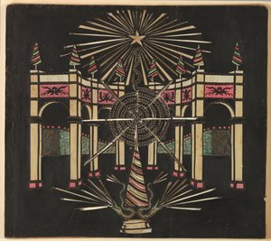 Arkade mit Schlangen und Feuerwerk