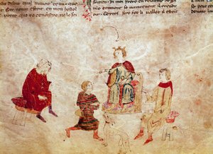 Artussage: König Artus auf seinem Thron umgeben von seinen Beratern von Unknown artist
