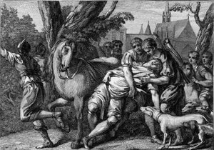 Ermordung von Chilperich I. (539-584), König von Neustrien, auf Veranlassung seiner Frau, Königin Fredegonde (ca. 545-597), 584. Gravur aus dem 18. Jahrhundert.
