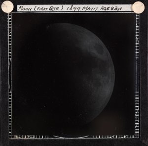 Astronomische Glasplattendia des Mondes im ersten Viertel (1899) von Unknown artist