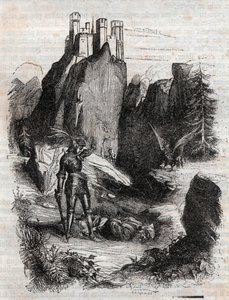 Atlant von Bradamante besiegt - Gravur von 1851 aus „Rasender Roland“