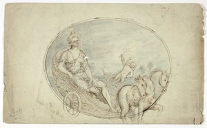 Aurora in ihrem Wagen (recto); Drei männliche Porträtbüsten (verso) von Unknown artist