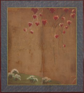 Herbstrebe, entfernte Bäume und Schnee von Unknown artist
