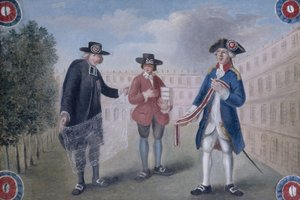 Aux trois ordres. Schild für einen Kokardenhändler im Palais-Royal. Palais-Royal von Unknown artist